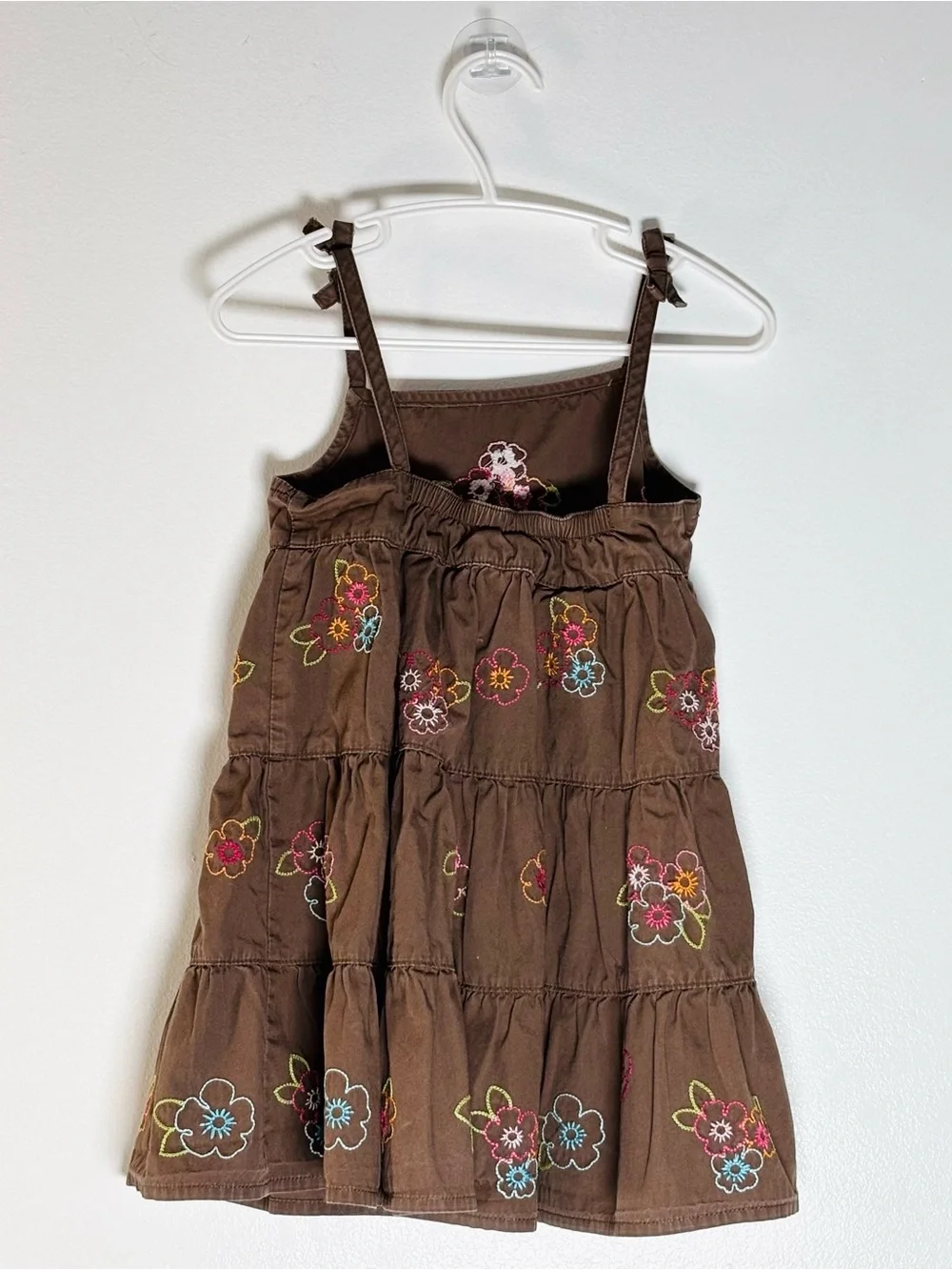 Vintage Gymboree Chocolate Pudding Tiered Sundress Floral Embroidered Boho Sz - Picture 5 of 9